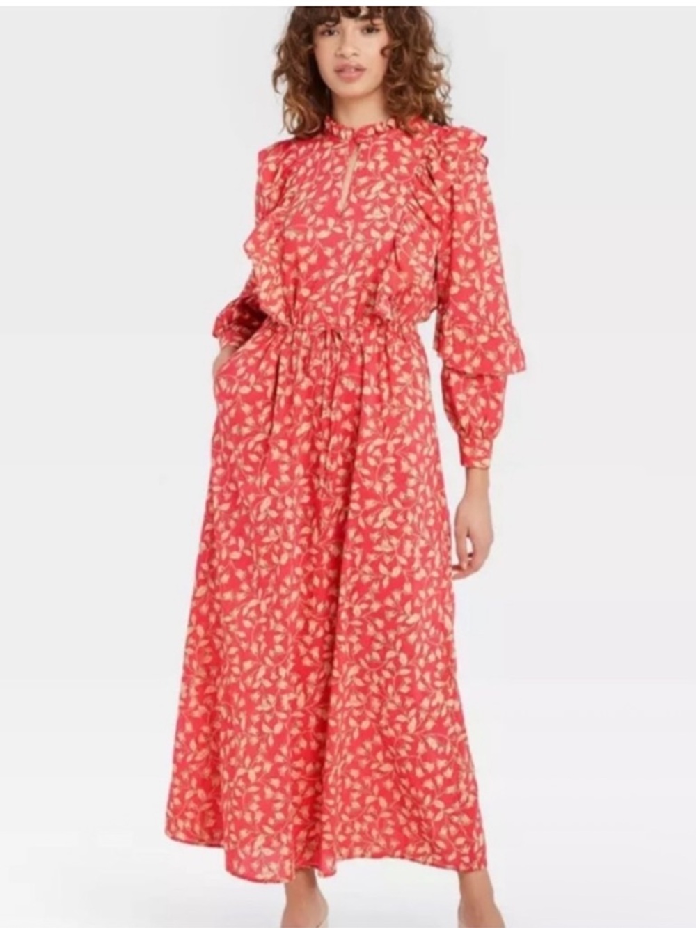 ✨who what wear leaf & vine floral long sleeve maxi dress✨